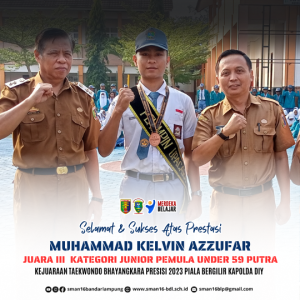memperoleh Juara III Kategori Junior Pemula Under 59 Putra Kejuaraan Taekwondo Bhayangkara Presisi 2023 Piala Bergilir Kapolda DIY.