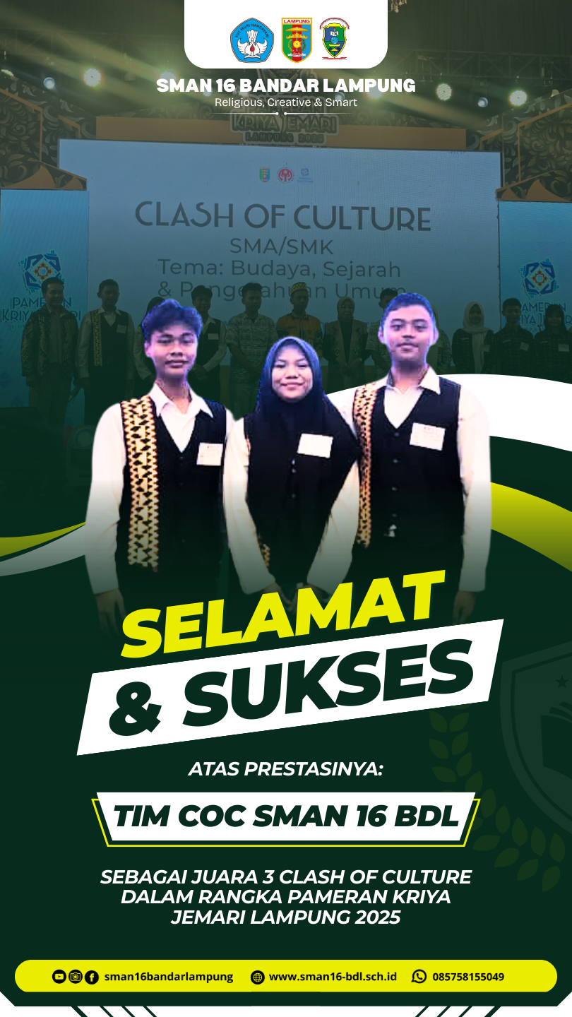 Tim Clash of Culture SMAN 16 Bandar Lampung Raih Juara 3 pada Pameran Kriya Jemari Lampung 2025