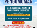 Pengumuman Kelulusan Siswa Kelas XII SMAN 16 Bandar Lampung Tahun Ajaran 2025/2026